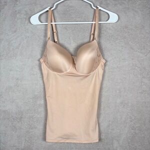 Red Hot Spanx Camisole Women M Beige Underwire Lace Trim Shapewear Tank Top